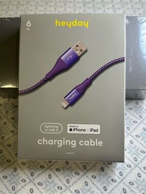 heyday Purple Braided Lightning to USB-A Charging Cable